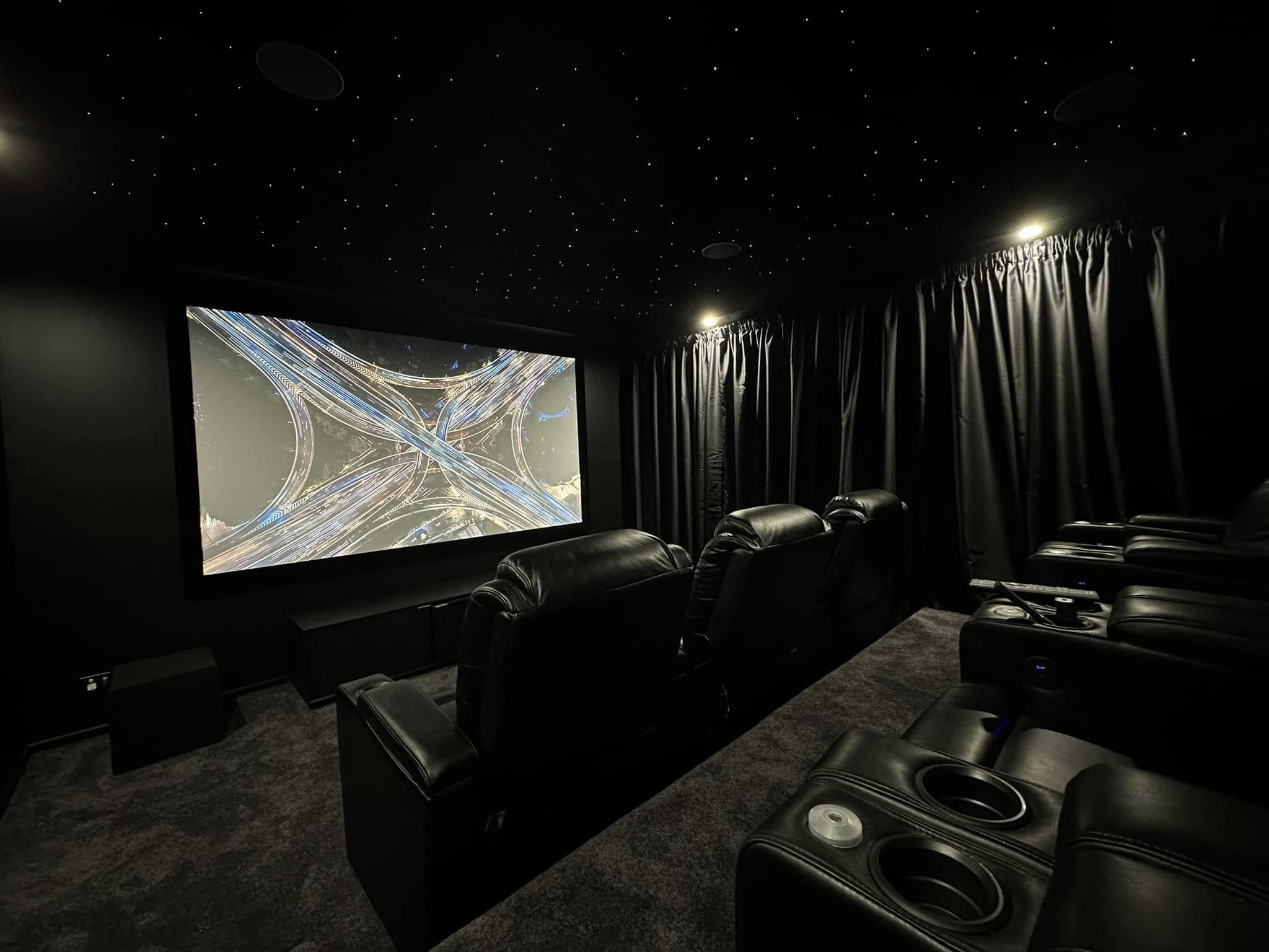 A finished Home Entertainment Solutions cinema room